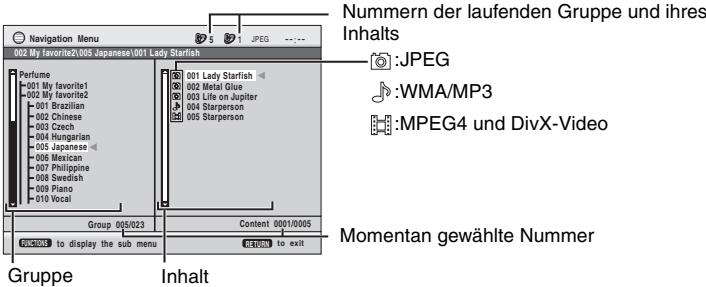 PANASONIC DVD-S295EG - Abspielen ausgewählter Einträge (Navigation Menu) - 1