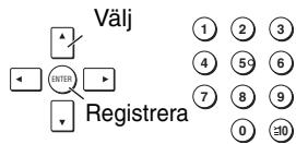 Välj ENTER Registrera 1 2 3 4 5 6 7 8 9 0 10
