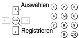 Auswählen 1 2 3 4 59 6 7 8 9 0 10 ENTER Registrieren