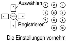 Auswählen 1 2 3 4 5 6 7 8 9 0 30 Registrieren Die Einstellungen vornehme