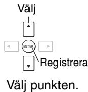 Välj ENTER Registrera Välj punkten.