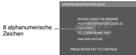 PANASONIC DVD-S33 - Anzeige des Registrierungscodes des Geräts - 1