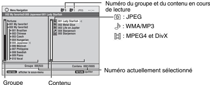 PANASONIC DVD-S422 - Lecture à partir d'une rubrique sélectionnée (Menu Navigation) - 1