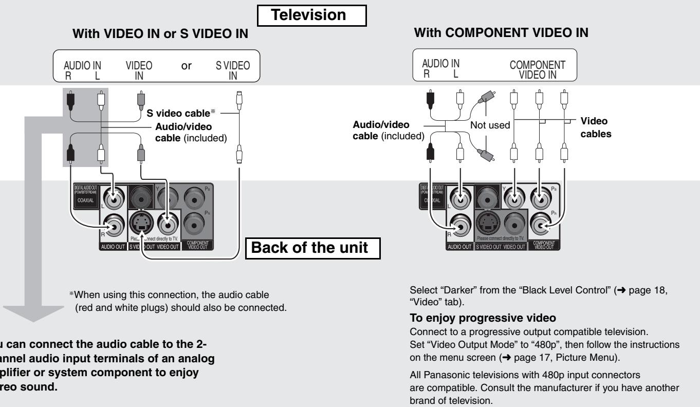 PANASONIC DVD-S422 - Connection to a television - 1