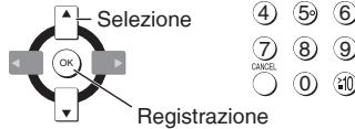 Selezione OK Registrazione 4 5 6 7 8 9 CANCEL 0 10