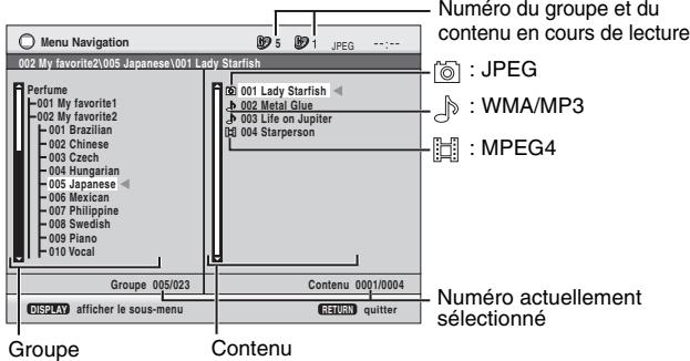 PANASONIC DVD-S97 - Lecture à partir d'une rubrique sélectionnée (Menu Navigation) - 1