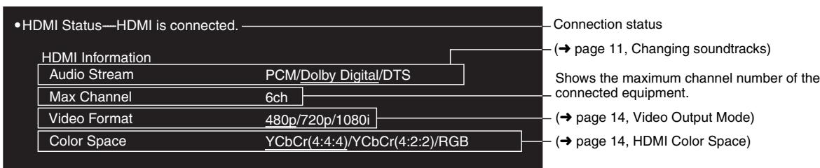 PANASONIC DVD-S97 - ■ Confirming HDMI information - 1