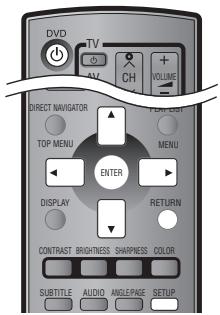DVD TV AV CH + VOLUME - DIRECT NAVIGATOR TOP MENU ENTER MENU DISPLAY RETURN CONTRAST BRIGHTNESS SHAPNESS COLOR SUBTITLE AUDIO ANGLEPAGE SETUP