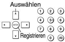 Auswählen ENTER Registrieren 1 2 3 4 5 6 7 8 9 0 ≥10