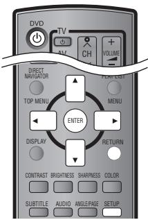 DVD TV AV CH VOLUME DIRECT NAVIGATOR TOP MENU ENTER DISPLAY RETURN CONTRAST BRIGHTNESS SHARNESS COLOR SUBTITLE AUDIO ANGLEPAGE SETUP