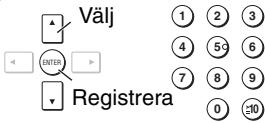 Välj ENTER Registrera 1 2 3 4 5 6 7 8 9 0 ≤10
