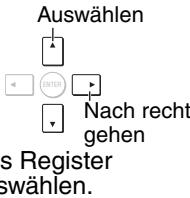 Auswählen ENTER Nach recht gehen s Register swählen.