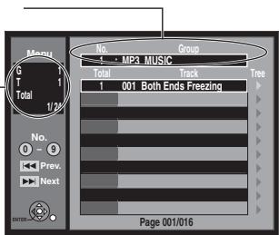Menu G 1 T 1 Total 1/24 No. 0 - 0 Prev. Next Group 5 - MP3 MUSIC Total Track Tree 1 001 Both Ends Freezing Page 001/016
