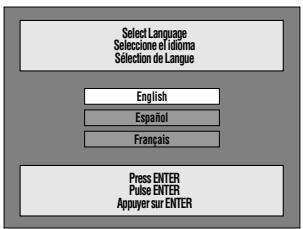 Select Language Selección el idioma Sélection de Langue English Español Français Press ENTER Pulse ENTER Appuyer sur ENTER