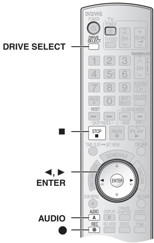 DRIVE SELECT 1 2 3 4 5 6 7 8 9 CANCEL 0 INPUT SELECT DELETE RESET SKIP/INDEX SLOW/SEARCH FF PAUSE PLAY TIME SLIP/JETREW CM SKIP SCHEDULE FUNCTIONS ENTER DIRECTMAN SUB MENU S RETURN AUDIO A DISPLAY CREATE VCR/TV B B CHAPTER STATUS F Rec REC MODE STATUS F Rec