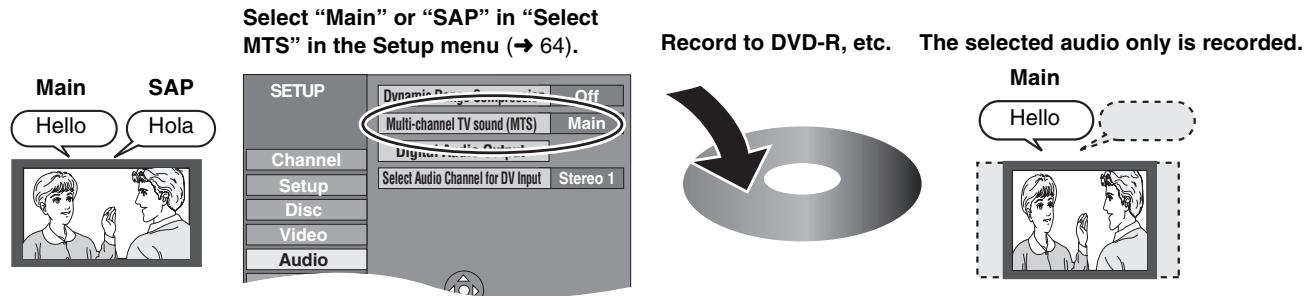 PANASONIC DMRES45V - ■ When recording an SAP program to DVD-R, etc. - 1