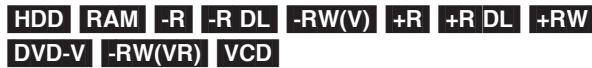 HDD RAM -R -R DL -RW(V) +R +R DL +RW DVD-V -RW(VR) VCD