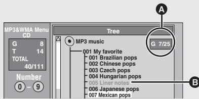 MP3&WMA Menu CD G 8 T 14 TOTAL 40/111 Number 0 - 9 Tree MP3 music G 7/25 001 My favorite 001 Brazilian pops 002 Chinese pops 003 Czech pops 004 Hungarian pops 005 Liner notes 006 Japanese pops 007 Mexican pops