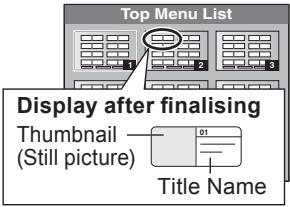 Top Menu List Display after finalising Thumbnail (Still picture) 01 Title Name