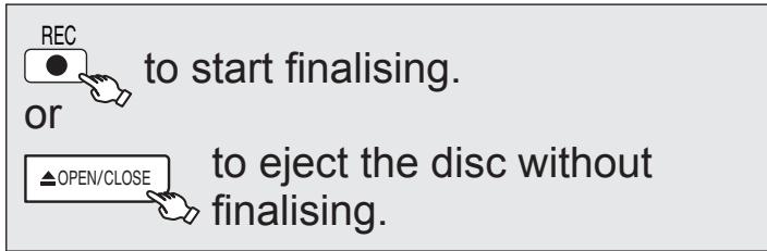REC or to start finalising. ▲OPEN/CLOSE to eject the disc without finalising.