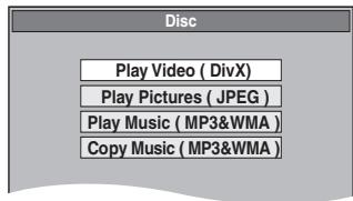 Disc Play Video ( DivX ) Play Pictures ( JPEG ) Play Music ( MP3&WMA ) Copy Music ( MP3&WMA )
