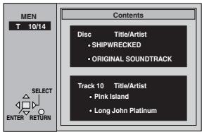 PANASONIC DVDF61P - To use the contents screen to find a track CD (CD text only) - 1