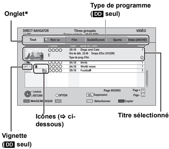 PANASONIC DMR-XW380 - Appuyez sur [DIRECT NAVIGATOR]. - 1