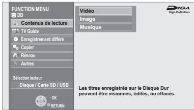 PANASONIC DMR-XW380 - Écran FUNCTION MENU - 1