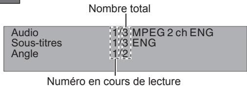 Nombre total Audio 1/3 MPEG 2 ch ENG Sous-titres 1/3 ENG Angle 1/2 Numéro en cours de lecture