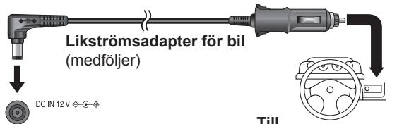 Likströmsadapter för bil (medföljer) DC IN 12 V ◇ G Till