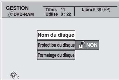 PANASONIC DMR E85H - Appuyer sur [▲, ▼, ◀, ►] pour sélectionner “GESTION DISQUE”, puis appuyer sur [ENTER]. - 1
