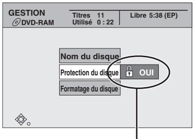 PANASONIC DMR E85H - Appuyer sur [◀, ▶] pour effectuer la protection du disque, puis appuyer sur [ENTER]. - 1