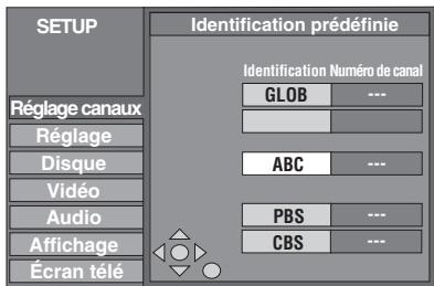 PANASONIC DMR E85H - Appuyer sur [▲, ▼] pour sélectionner "Identification prédéfinie" et appuyer sur [ENTER]. - 1