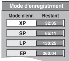 PANASONIC DMR-EX96CEGK - Appuyez sur [REC MODE] pour choisir le mode d'enregistrement (XP, SP, LP ou EP). - 1
