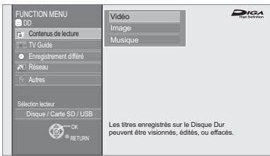 PANASONIC DMR-PWT500 - Écran function MENU - 1