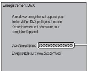 PANASONIC DMR-PWT500 - Affichage du code d'enregistrement de l'appareil. - 1
