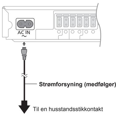 AC IN Strømforsyning (medfølger) Til en husstandsstikkontakt