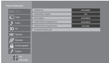 PANASONIC DMP-UB704EG - Menü "SETUP" - 1