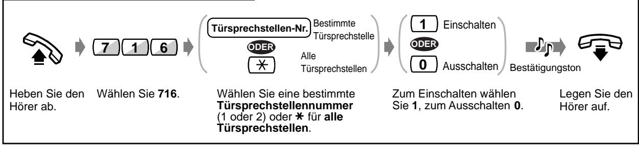 PANASONIC KXTD816GE - Einsatz/Ausschalten (an der Nebenstelle, die den Tursprechtellen-Anruf empfängt) - 1