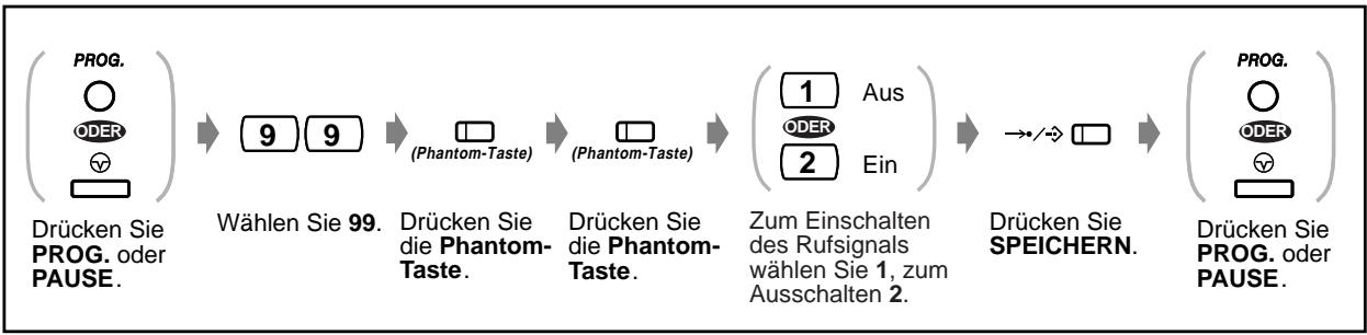 PANASONIC KXTD816GE - Ein- und Ausschalten des Rufsignals der Phantom-Nebenstelle (nur digitales Systemtelefon) - 1