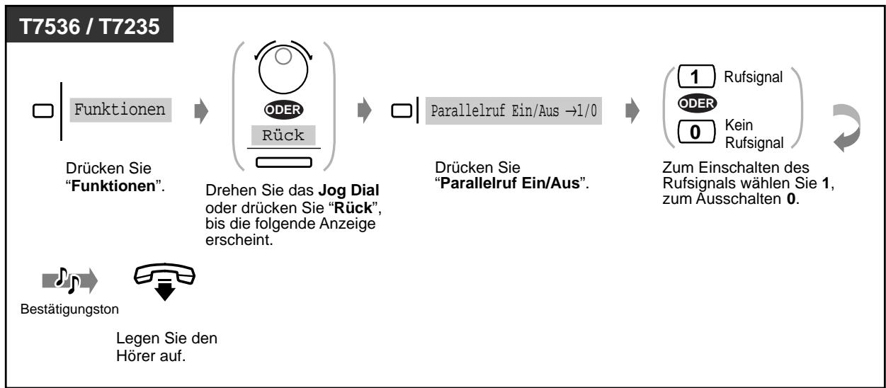 PANASONIC KXTD816GE - Einstellen des Rufsignals eines parallel angeschlossenen Telefons (Parallelruf) - 31