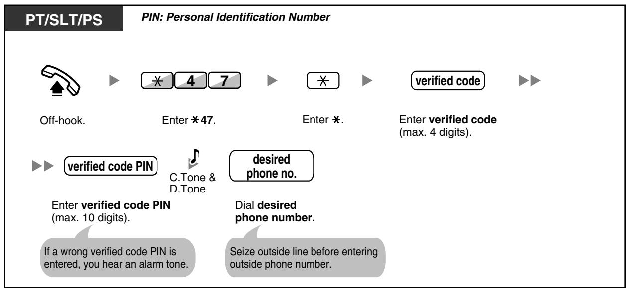 PANASONIC KXTDA200E - To call with a verified code (Verified Code Entry) - 1