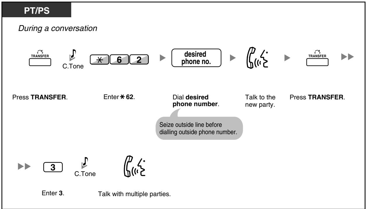 PANASONIC KXTDA200E - Adding a Third Party during a Conversation Using the ISDN Service (Three-party Conference [3PTY]—by ISDN) - 2