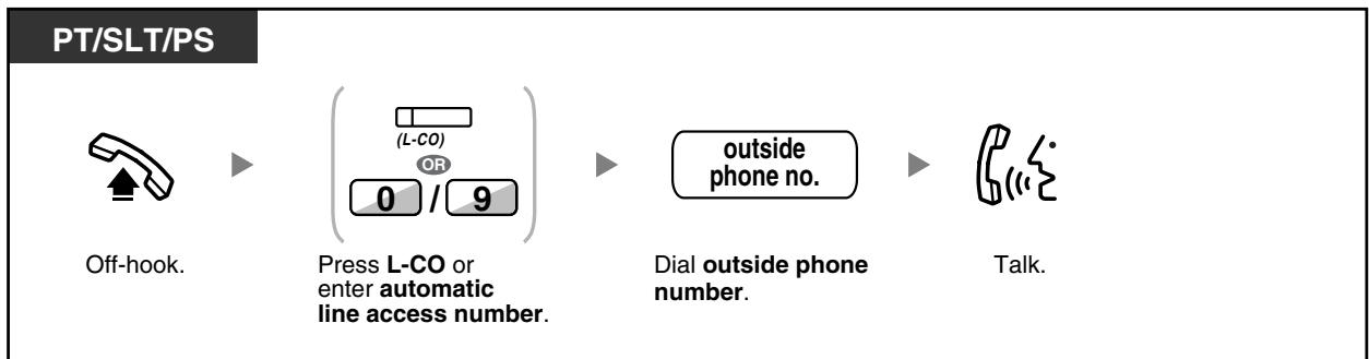 PANASONIC KXTDA200E - To select an idle outside line automatically (Automatic Line Access) - 1