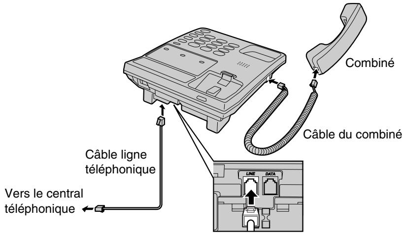 PANASONIC KX-TS100EXW - Connexion du cable au combiné - 1