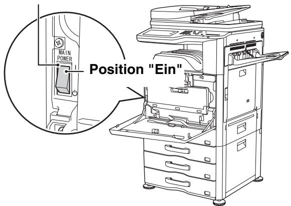 SHARP MX-2614N/3114N - SICHERSTELLEN, DASS DER HAUPTSTROMSCHALTER IN DIE POSITION "EIN" GESCHALTET IST - 3