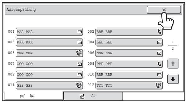 SHARP MX-2614N/3114N - Berühren Sie die Taste [Adressprüfung]. - 1