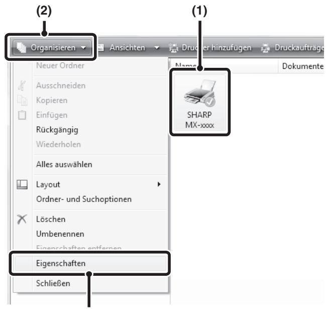 SHARP MX-2614N/3114N - Klichen Sie auf die Schaltfläche [Start] (♀) und wahren Sie [Systemsteuerung] und anschließend [Drucker]. - 2