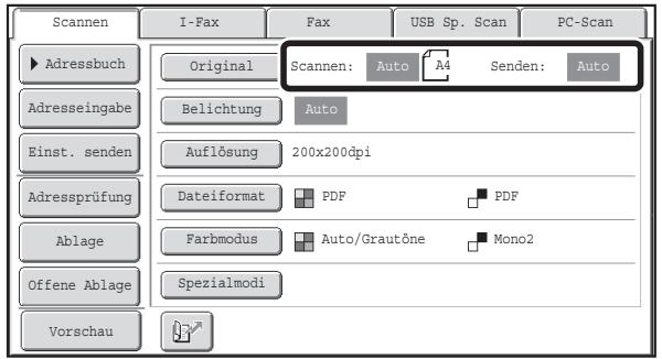 SHARP MX-2614N/3114N - FESTLEGEN DES ORIGINALSCANFORMATS UND DES SENDEFORMATS (Vergroßern/Verkleinern) - 1