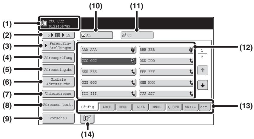 SHARP MX-2614N/3114N - ADRESSBUCHBILDSCHIRM - 1